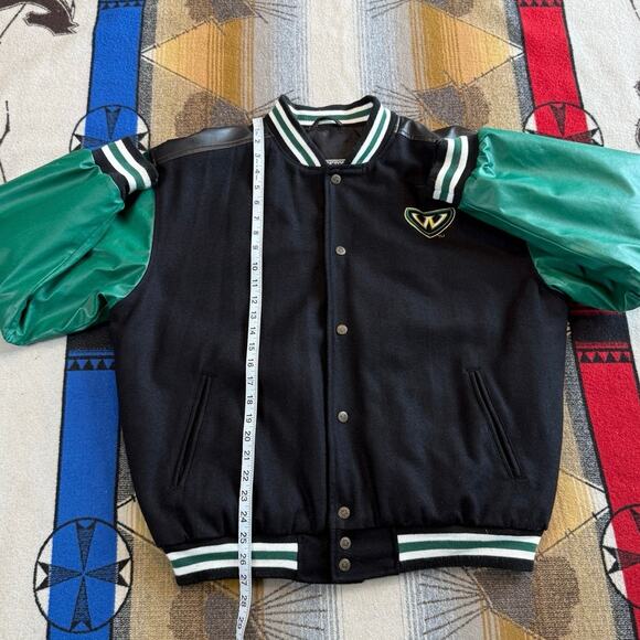 Vintage 90s Wayne State Warriors Steve & Barry’s Bomber Varsity Jacket Medium - Picture 10 of 11